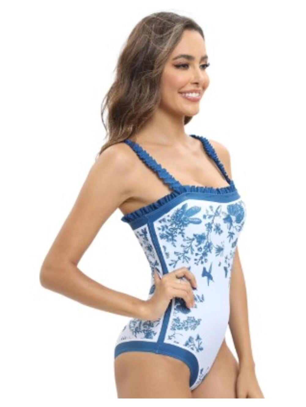 Women's XXL Blue & White One Toile Piece Swimsuit